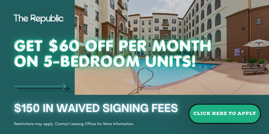 The Republic $60 OFF 5 bed + Waived Fees