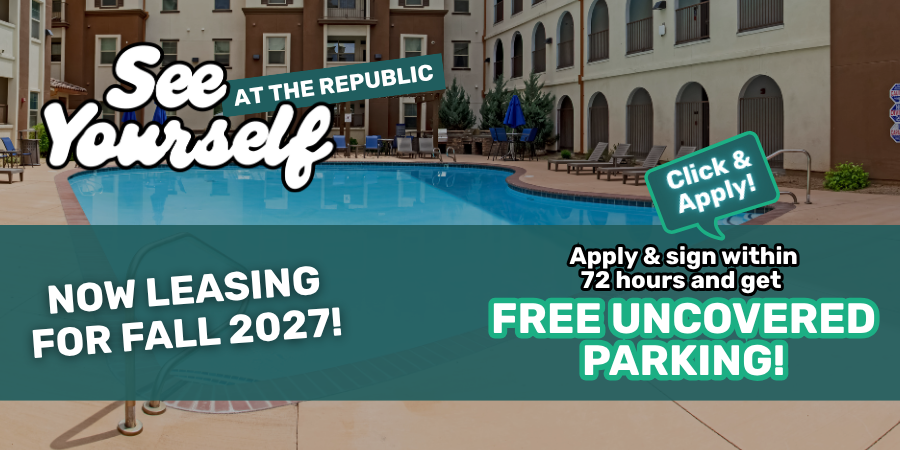 The Republic Now Leasing Free uncovered parking